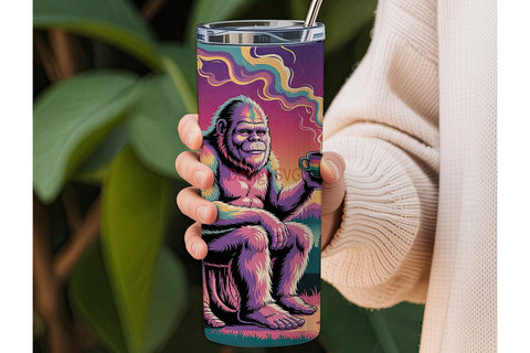 Psychedelic Bigfoot Campfire 20oz Sublimation DesignSVG 