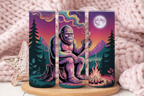 Psychedelic Bigfoot Campfire 20oz Sublimation DesignSVG 