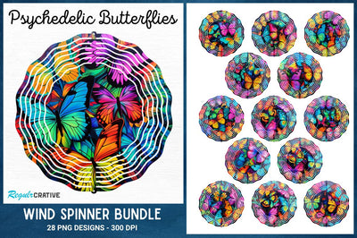Psychedelic Butterflies Wind Spinner Bundle Sublimation Regulrcrative 