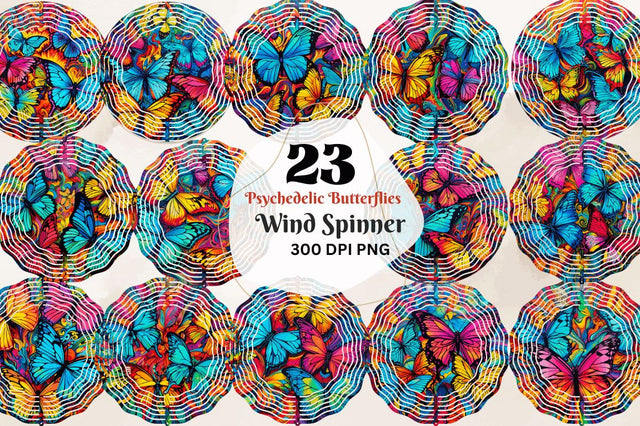 Psychedelic Butterflies Wind Spinner Sublimation Regulrcrative 