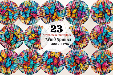 Psychedelic Butterflies Wind Spinner Sublimation Regulrcrative 