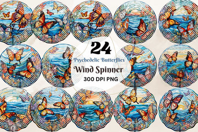 Psychedelic Butterflies Wind Spinner Sublimation Spinner Sublimation Regulrcrative 