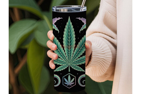 Psychedelic Cannabis Leaf 20oz Tumbler Sublimation DesignSVG 
