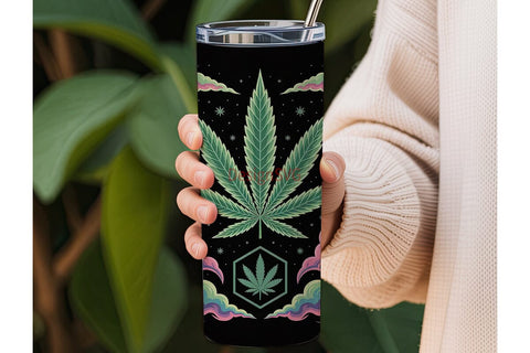 Psychedelic Cannabis Leaf 20oz Tumbler Sublimation DesignSVG 