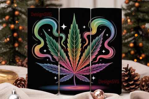 Psychedelic Cannabis Leaf Tumbler Wrap Sublimation DesignSVG 