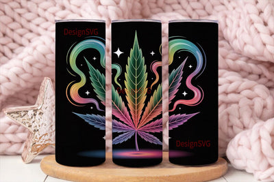 Psychedelic Cannabis Leaf Tumbler Wrap Sublimation DesignSVG 