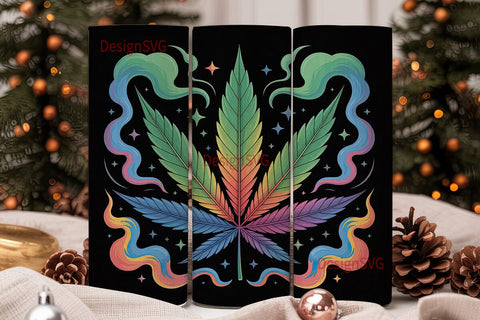 Psychedelic Cannabis Leaf Tumbler Wrap Sublimation DesignSVG 