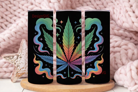 Psychedelic Cannabis Leaf Tumbler Wrap Sublimation DesignSVG 