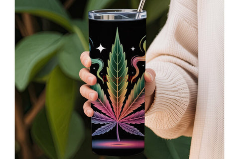 Psychedelic Cannabis Leaf Tumbler Wrap Sublimation DesignSVG 
