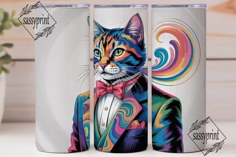 Psychedelic Cat Tumbler Wrap Sublimation sassyprint 