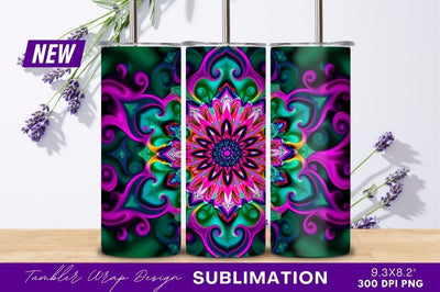 Psychedelic colorful mandala art tumbler png Sublimation Regulrcrative 