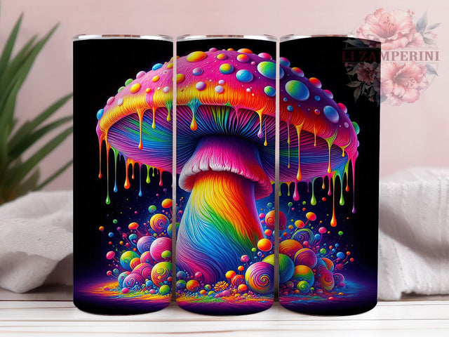 Psychedelic Colorful Mushroom Tumbler Wrap, Vibrant Shroom Wrap, 20Oz Sublimation Design, Colorful Mushroom Cup, Trippy Drinkware Wrap, Boho Shroom Tumbler, Festival Coffee Tumbler Sublimation Li Zamperini 