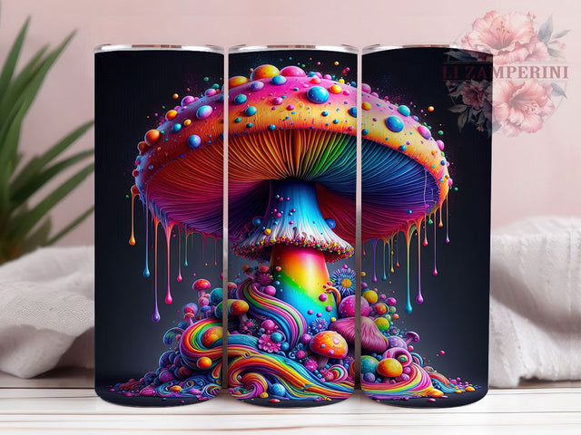 Psychedelic Colorful Mushroom Tumbler Wrap, Vibrant Shroom Wrap, 20Oz Sublimation Design, Colorful Mushroom Cup, Trippy Drinkware Wrap, Boho Shroom Tumbler, Festival Coffee Tumbler Sublimation Li Zamperini 