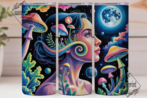 Psychedelic Cosmic Portrait Tumbler Wrap Sublimation sassyprint 