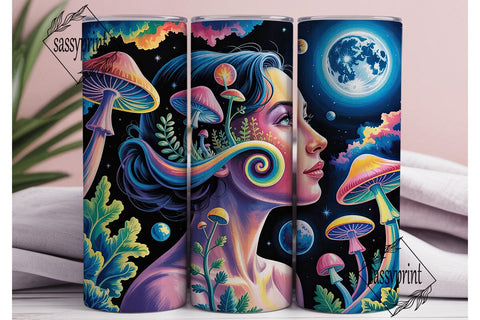 Psychedelic Cosmic Portrait Tumbler Wrap Sublimation sassyprint 