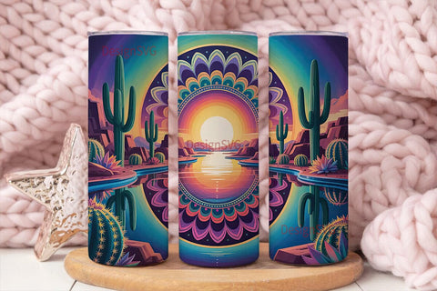 Psychedelic Desert Sunset 20oz Tumbler Sublimation DesignSVG 