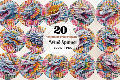 Psychedelic Dragon Flowers Wind Spinner Sublimation Regulrcrative 