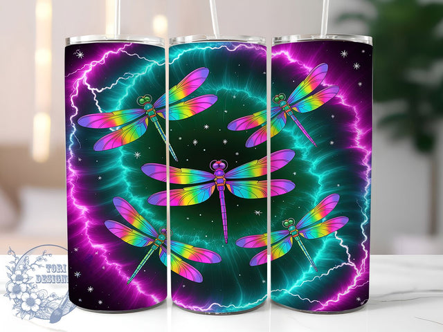 Psychedelic Dragonfly Nebula 20oz Tumbler Wrap, Psychedelic Art, Dragonfly Motif, Nebula Theme, Cosmic Design, Trippy Style, Skinny Tumbler, Sublimation PNG Sublimation ToriDesigns 