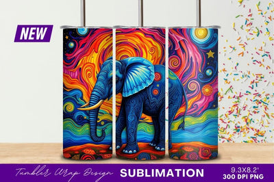 Psychedelic Elephant In A Colorful Universe Sublimation Regulrcrative 