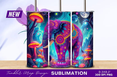 Psychedelic Elephant In A Mushroom Landscape Sublimation Regulrcrative 