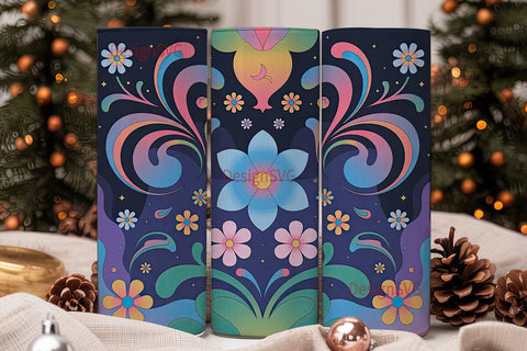 Psychedelic Floral 20oz Tumbler Wrap Sublimation DesignSVG 