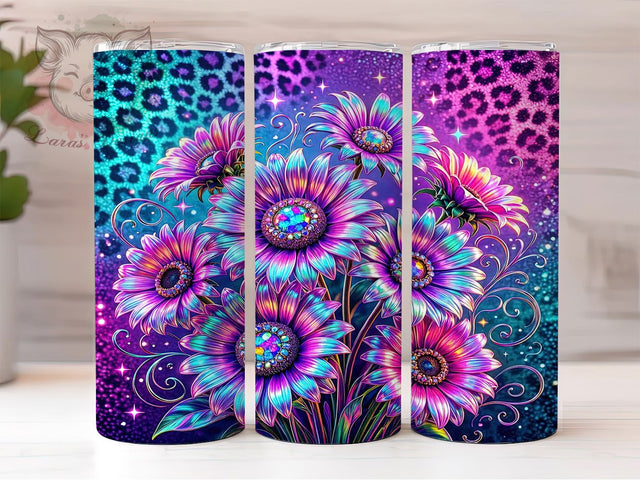 Psychedelic Floral Leopard 20oz Tumbler, Leopard Print, Psychedelic Style, Floral Pattern, Sublimation Wrap, 20oz Tumbler, Bold Aesthetic, Retro Vibes Sublimation Lara' s Designs 