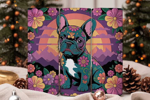 Psychedelic French Bulldog 20oz Tumbler Sublimation DesignSVG 