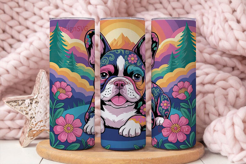 Psychedelic French Bulldog 20oz Tumbler Sublimation DesignSVG 