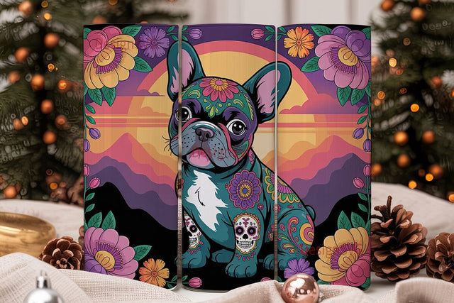 Psychedelic French Bulldog 20oz Tumbler Sublimation DesignSVG 