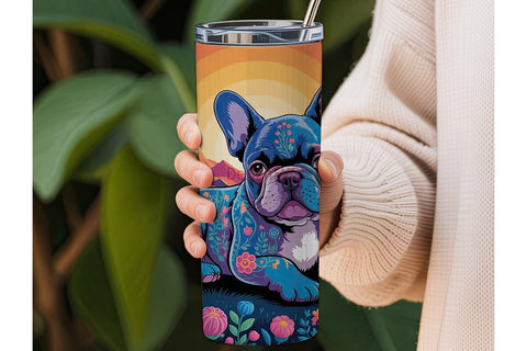 Psychedelic French Bulldog 20oz Tumbler Sublimation DesignSVG 