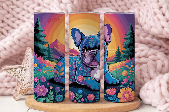 Psychedelic French Bulldog 20oz Tumbler Sublimation DesignSVG 