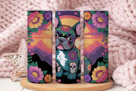 Psychedelic French Bulldog 20oz Tumbler Sublimation DesignSVG 