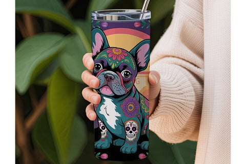 Psychedelic French Bulldog 20oz Tumbler Sublimation DesignSVG 