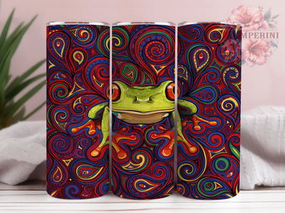 Psychedelic Frog Art 20oz Tumbler, Psychedelic Frog, Trippy Design, Colorful Art, Whimsical Pattern, Animal Motif, Skinny Tumbler, Sublimation PNG Sublimation Li Zamperini 