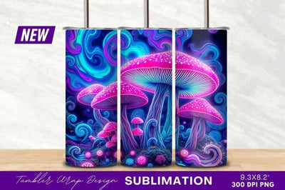 Psychedelic glowing mushrooms dreamscape tumbler png Sublimation Regulrcrative 