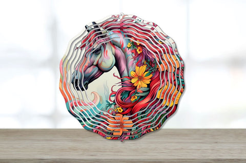 Psychedelic Horse Flowers Wind Spinner Bundle Sublimation Regulrcrative 