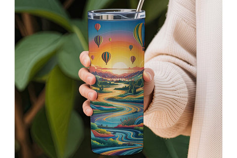 Psychedelic Hot Air Balloon Tumbler Wrap Sublimation DesignSVG 