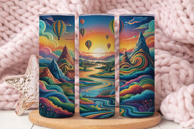 Psychedelic Hot Air Balloon Tumbler Wrap Sublimation DesignSVG 