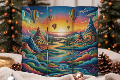 Psychedelic Hot Air Balloon Tumbler Wrap Sublimation DesignSVG 