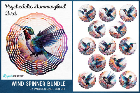 Psychedelic Hummingbird Bird Wind Spinner Sublimation Sublimation Regulrcrative 