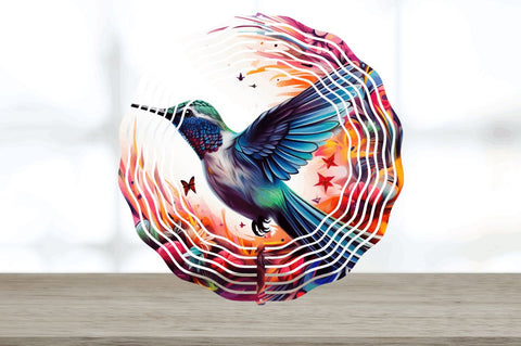 Psychedelic Hummingbird Bird Wind Spinner Sublimation Sublimation Regulrcrative 
