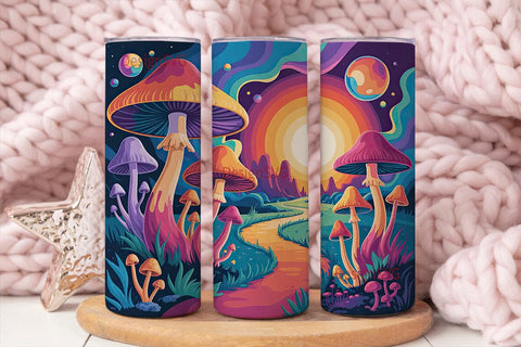 Psychedelic Mushroom 20oz Tumbler Wrap Sublimation DesignSVG 