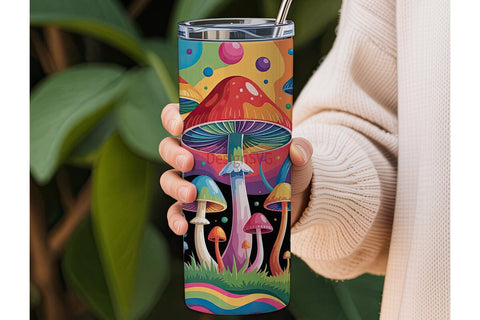 Psychedelic Mushroom 20oz Tumbler Wrap Sublimation DesignSVG 