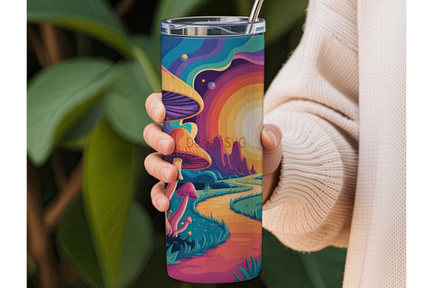 Psychedelic Mushroom 20oz Tumbler Wrap Sublimation DesignSVG 