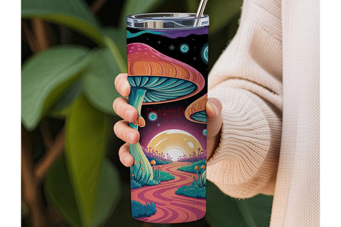 Psychedelic Mushroom 20oz Tumbler Wrap Sublimation DesignSVG 