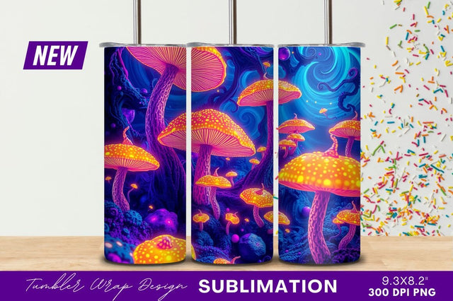 Psychedelic Mushroom Forest Dreamlike Tumbler Png Sublimation Regulrcrative 