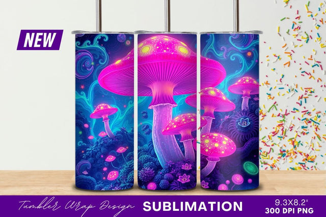 Psychedelic Mushroom Forest Illustration Digital Art Sublimation Regulrcrative 