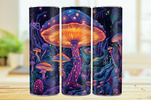 Psychedelic Mushrooms 20oz Skinny Tumbler Wrap Sublimation Design. Sublimation CosmosFineArt 