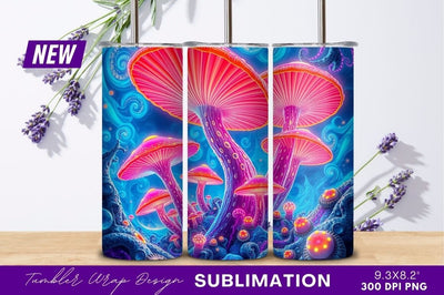 Psychedelic mushrooms magical forest tumbler png Sublimation Regulrcrative 