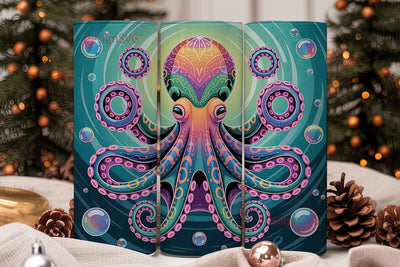 Psychedelic Octopus 20oz Tumbler Wrap Sublimation DesignSVG 